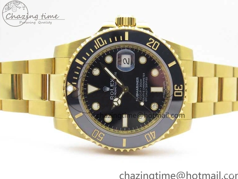 MiroTime 0111 WaterResistant Submariner 116618 LN D1F Best Edition YG Wrapped Black Dial on YG Wrapped Bracelet A 2588